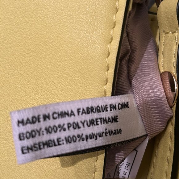 NEW (NWOT) Nine West vegan leather yellow petal shoulder bag, goldtone hardware - Picture 10 of 16